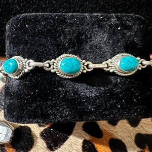 Turquoise Kingman Navajo and Sterling Silver Bracelet